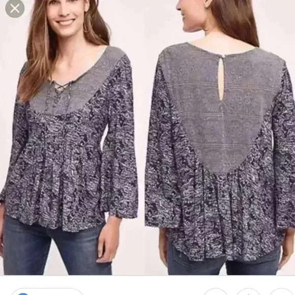 Akemi + Kin Marcella Peasant Flowy Blouse Size S - Picture 1 of 7